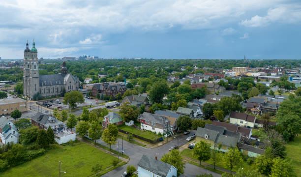 aérea de buffalo city - buffalo new york state fotografías e imágenes de stock