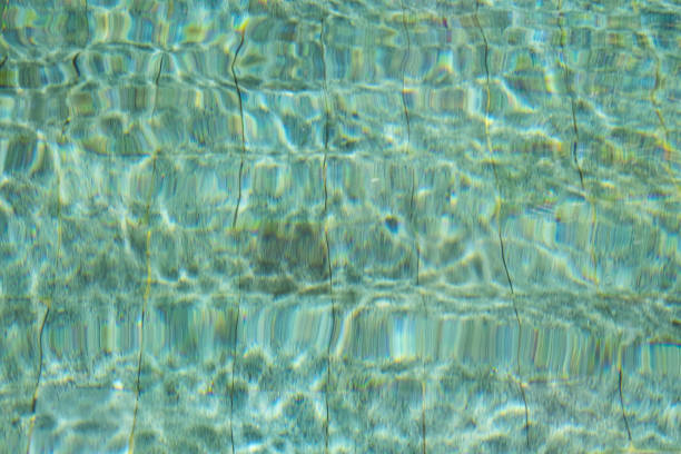 Swimming pool with blue crystal clear water surface and ripple wave background