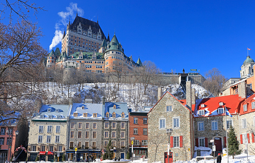 Quebec City skyline in winter, Canada