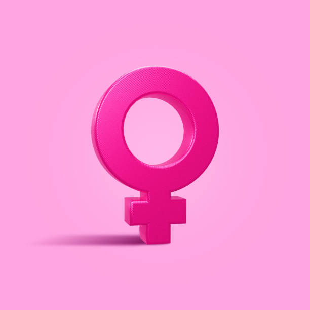 3d female gender sign icon on pink background