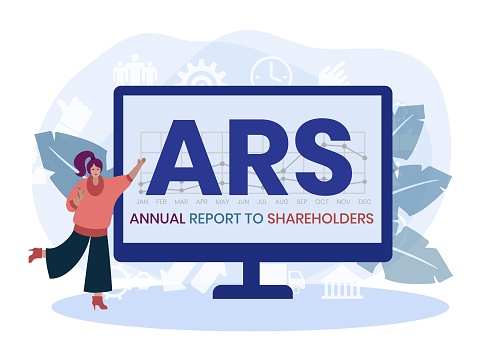 ARS - Annual Report to Shareholders acronym. business concept background. vector illustration concept with keywords and icons. lettering illustration with icons for web banner, flyer
