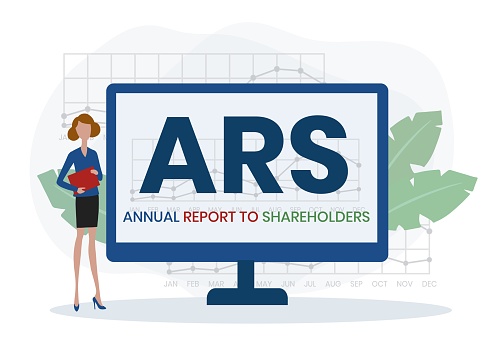 ARS - Annual Report to Shareholders acronym. business concept background. vector illustration concept with keywords and icons. lettering illustration with icons for web banner, flyer
