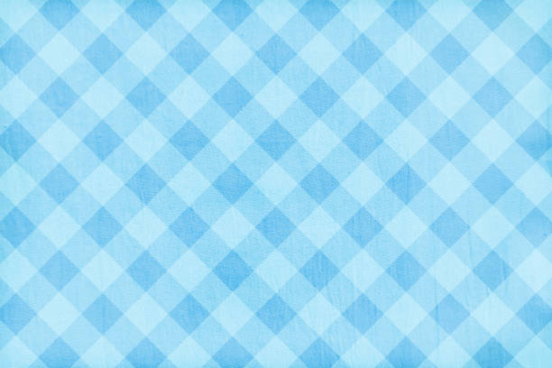 Horizontal vector illustration of a light sky blue slanted chequered pattern blank empty vector backgrounds. Similar to a gingham cloth of a restaurant table cloth. Can be used as gift wrapping paper sheet template, wallpaper.