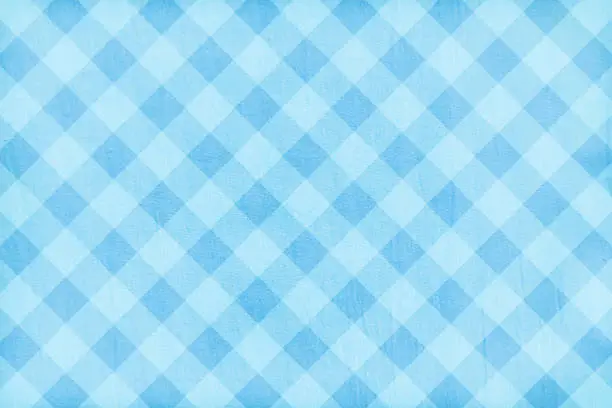 Vector illustration of Bright turquoise light sky blue olored soft pastel slanting or oblique checkered crisscross pattern textured horizontal blank empty vector backgrounds like gingham or table cloth or napkin