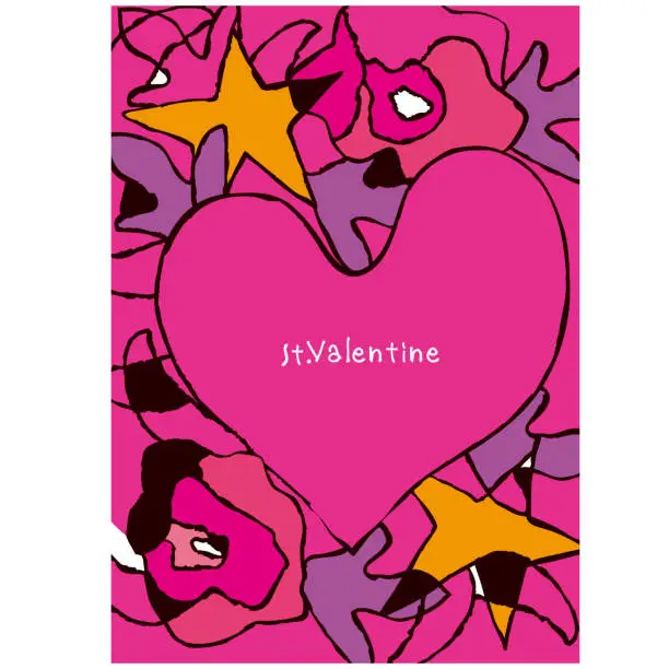 Vector illustration of Background for Valentine's Day. An image of imported sweets with rough drawings and flashy colors. Can be used for cute and pop wrapping paper, etc.