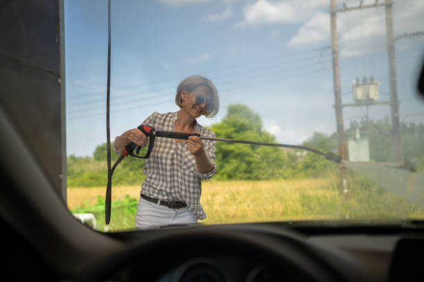 istock Washing car in self-service station 2006894396