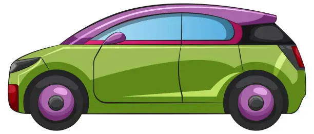 Vector illustration of Vibrant vector graphic of a modern compact car