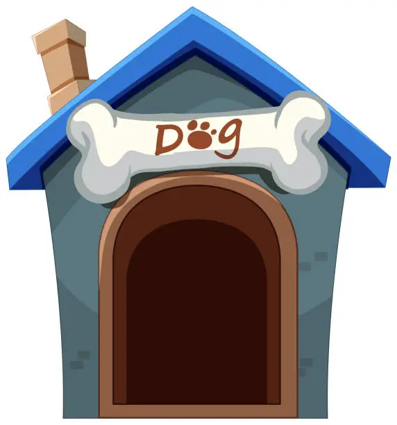 Vector illustration of Vector illustration of a cute doghouse