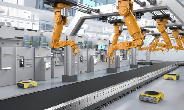istock Automation industry concept with robot assembly line in factory 2006953739