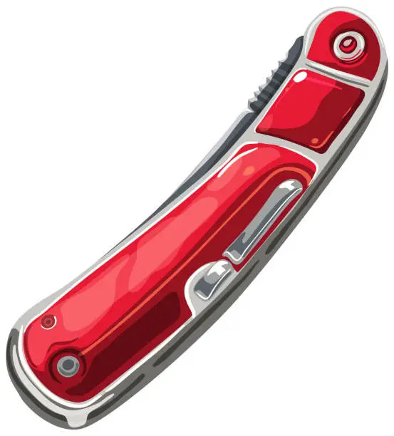 Vector illustration of Vector graphic of a red Swiss Army knife.