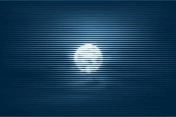 Vector illustration of Full moon scene with parallel lines halftone background