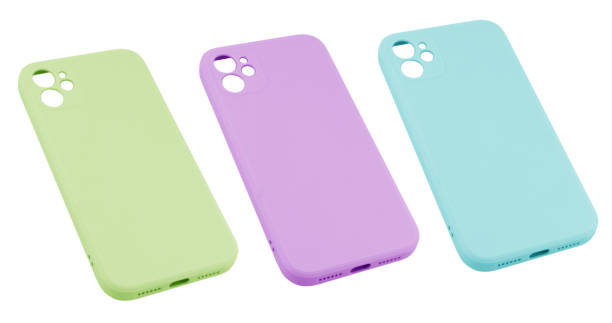 istock Three Mobile phone case isolated on white background. Smart phone case isolated. Blue silicone case for smartphone or phone with cutouts for the camera. 2007030084