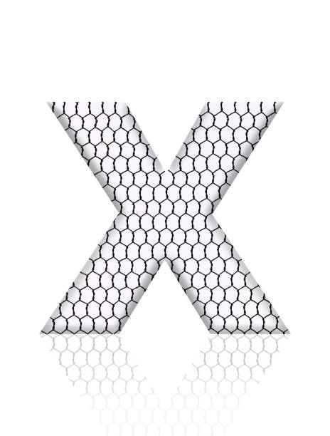 istock Isolated shot of three-dimensional rusty wire mesh alphabet letter X on white background 2007065206