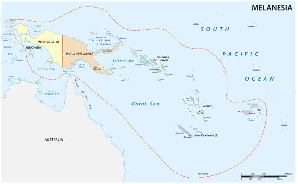 административная векторная карта группы островов тихого океана меланезия - arafura sea stock illustrations