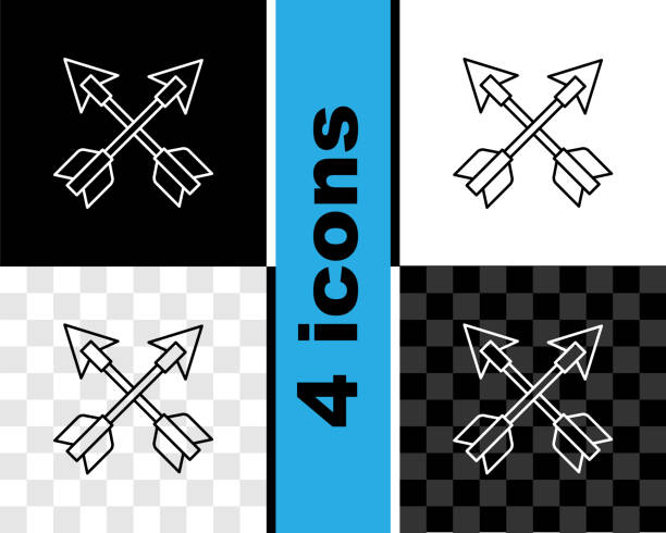 Set line Crossed arrows icon isolated on black and white, transparent background. Vector Set line Crossed arrows icon isolated on black and white, transparent background. Vector. cherokee clip art stock illustrations