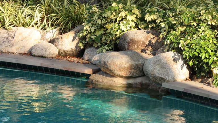 Tranquil Poolside Rock Garden