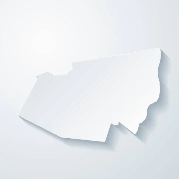 Vector illustration of Greene County, New York. Map with paper cut effect on blank background