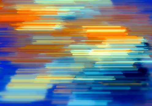 Abstract light streaks fractal glitch art background. Pixel sorting. Blurred motion, long exposure.