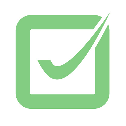 Green check box icon. Input box. Editable vector.