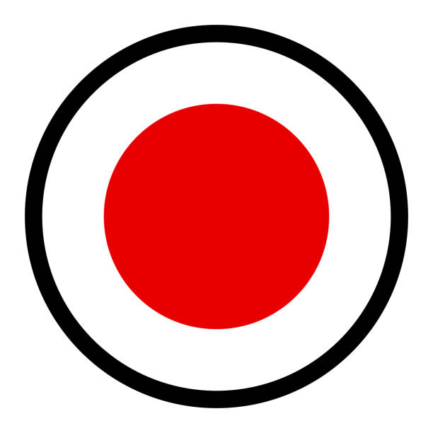 ilustrações, clipart, desenhos animados e ícones de ícone de bandeira japonesa redonda simples. vetor. - japan flag interface icons japanese flag