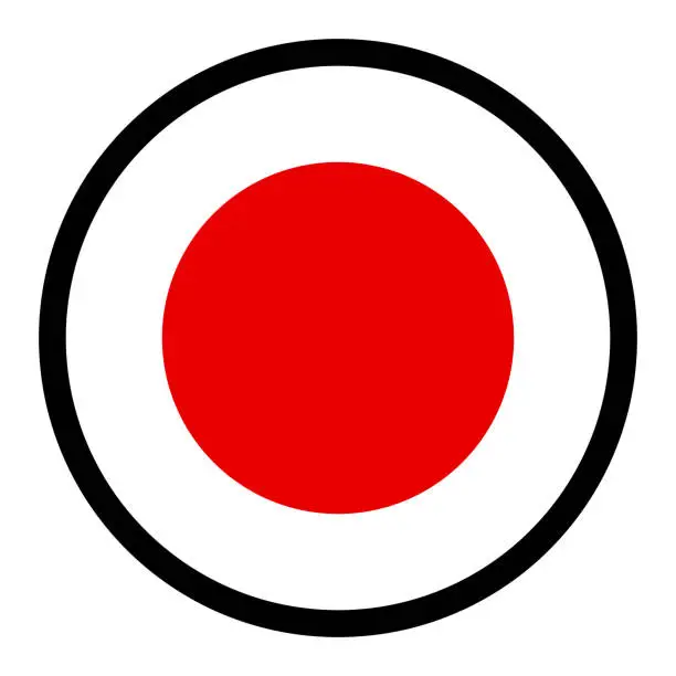 Vector illustration of Simple round Japanese flag icon. Vector.