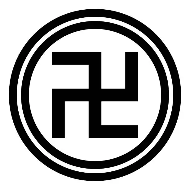 Vector illustration of Swastika icon. Temple map symbol. Vector.