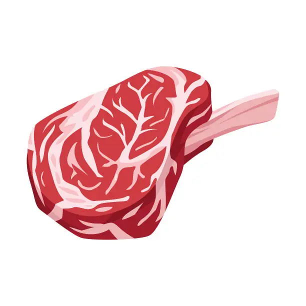 Vector illustration of Beef steak vector illustration on white background. Appetizing meat product