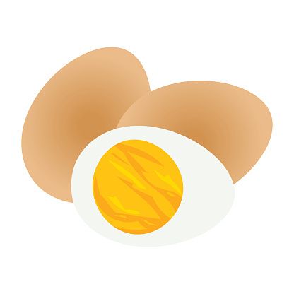 Boiled egg isolated on white background. Peeled boiled eggs isolated on white background. Vector, Illustration.