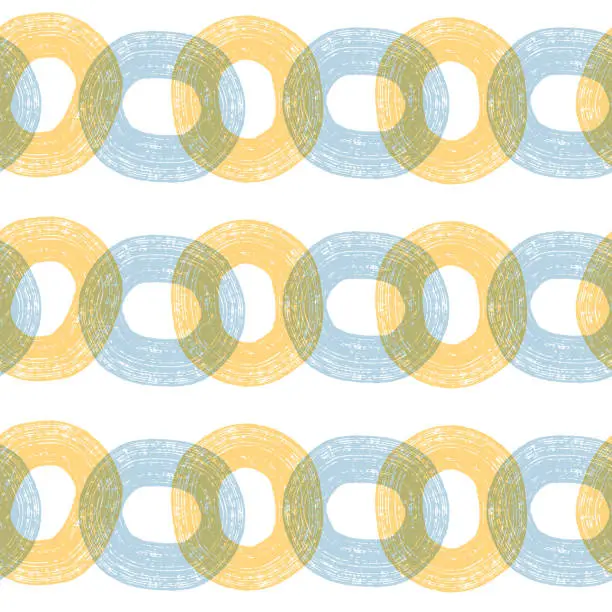 Vector illustration of Seamless pattern with chained circular paint brush strokes.