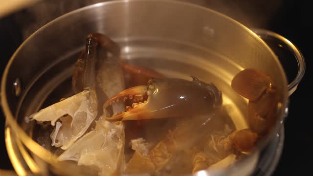 Crab Cooking Process in Pot