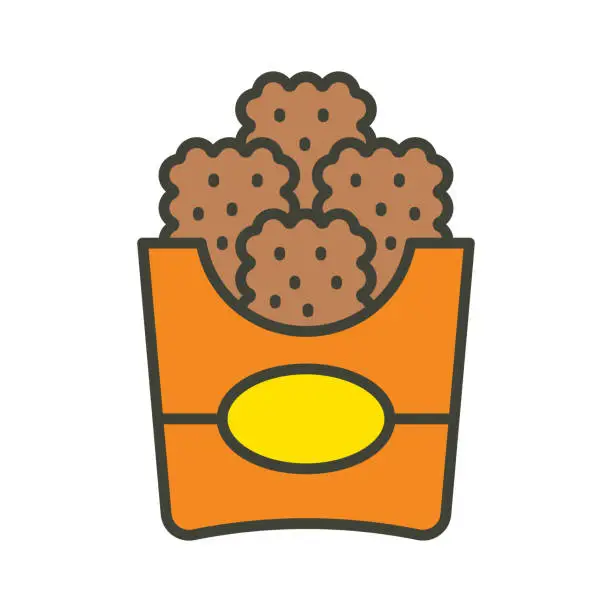 Vector illustration of Chicken nuggets in bucket, fast food concept vector, drumsticks icon.