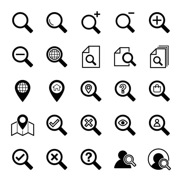 Vector illustration of Set of Search icons set