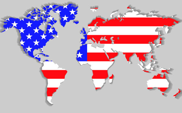 istock World map with flag United States of America 2007191033