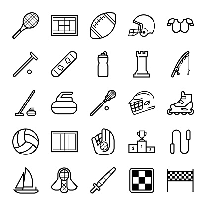 Sport line icon set. Collection of vector symbol in trendy flat style on white background.