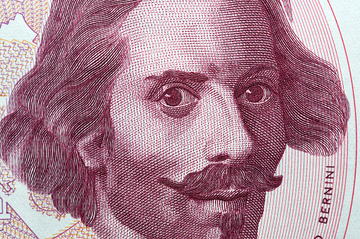 Gian Lorenzo Bernini a closeup portrait from Italian money - Lira