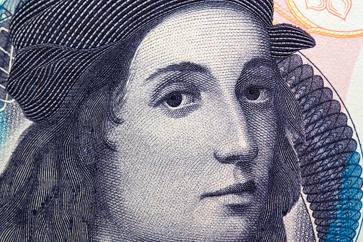 Raphael a closeup portrait from Italian money - Lira