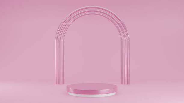 istock 3D Rendering abstract pink background with white podium for product display 2007239837