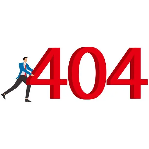 Vector illustration of 444, Not Found - Error Message, Abstract, Accidents and Disasters, Businessman