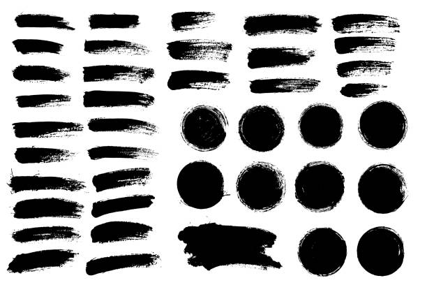 bildbanksillustrationer, clip art samt tecknat material och ikoner med vector brush strock, grunge paint stripe text boxes for banner. - borsta