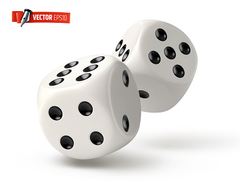 Vector realistic illustration of dices on a white background.