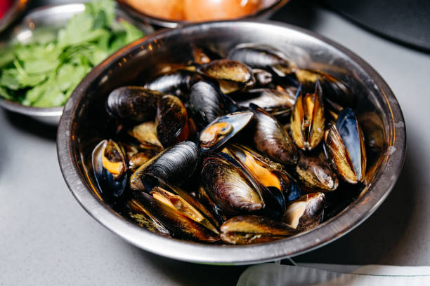 istock Fresh Mussels in Water in Metal Bowl 2007266601