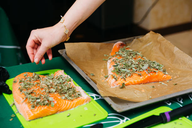 istock Preparing Salmon Fillet with Herbs for Cooking 2007268281