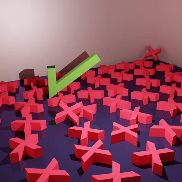 Green check mark among red crosses