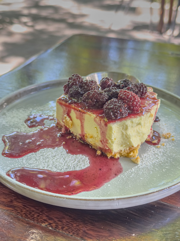 Berry cheesecake as dessert close up