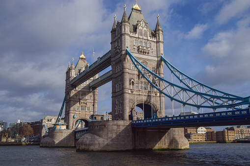 London, UK - January 22 2024: daytime view of the iconic Tower Bridge and River Thames.