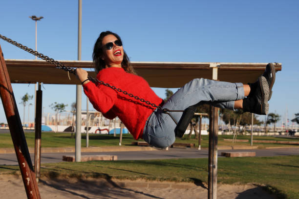 Young women having fun in playground
