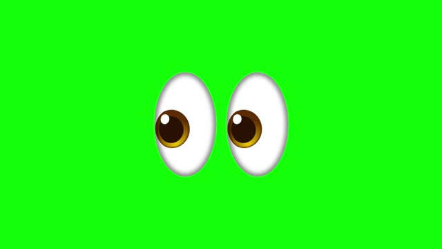 Cartoon simple blinking looking angry eyes on green screen insert, chroma key green screen graphics motion weather icon.. Super high resolution.