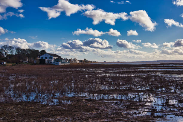 istock High Spring tide flooding River Dee estuary and marshes, Parkgate, Wirral, Cheshire, England, Britain 2007347486