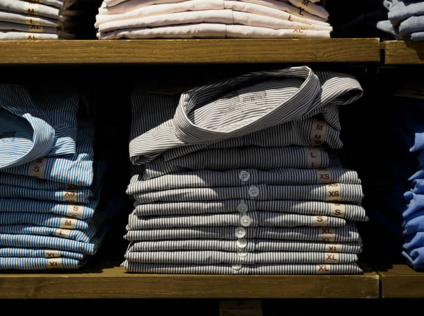 Men's Shirt Stacked Neatly Placed on Shelves