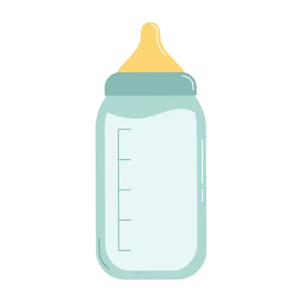 Vector illustration of Baby milk bottle for newborn. Flat vector illustration isolated on white background